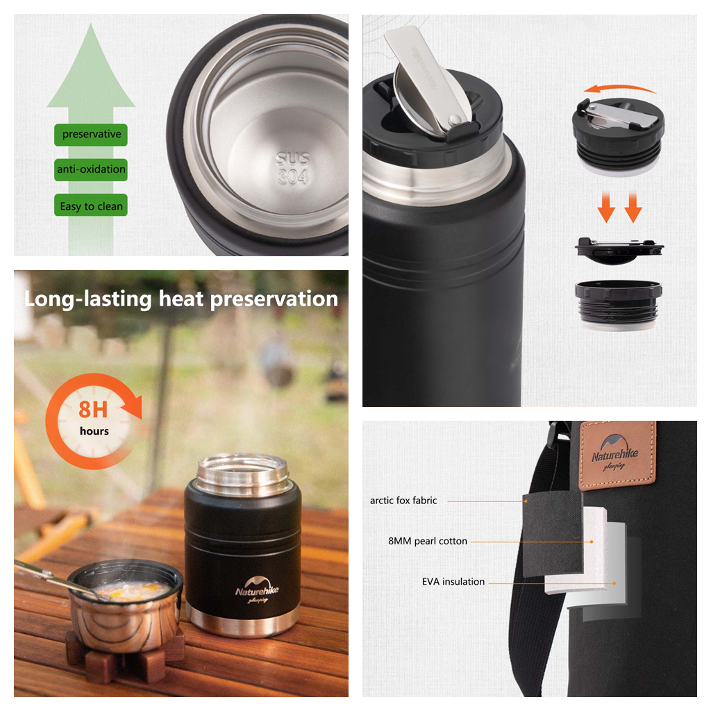 UKURAN 500ML Termos Naturehike NH20SJ041 Food Thermos Stew Beaker