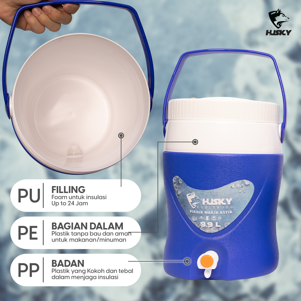 Termos Air Ukuran Jumbo isi 4 - Husky Cool Jug 4in1