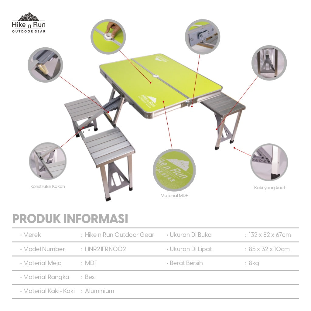 Hike n Run Aluminium Folding Table Set HNR21FRN002