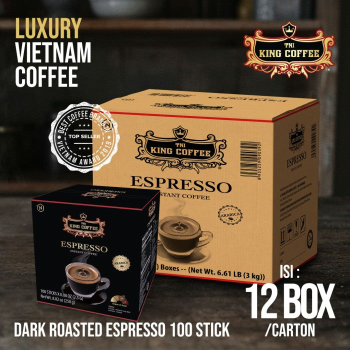 DUS Karton King Coffee Espresso Instant 12 box Per box Isi 100 Sachet