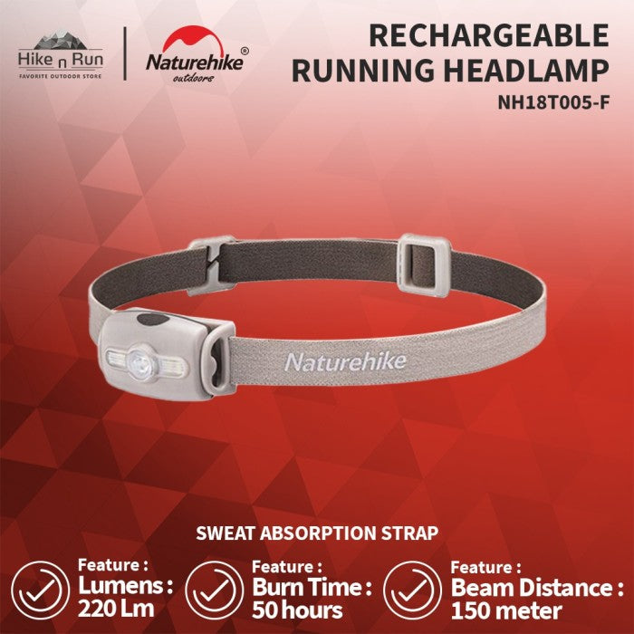 Senter Kepala Naturehike NH18T005-F Running Rechargeable Trail Headlam