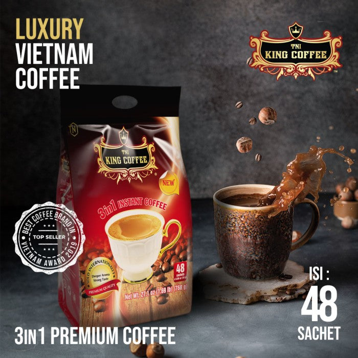 DUS Karton King Coffee 3 in 1 Premium 10 Bags Per Bags isi 48 sachets