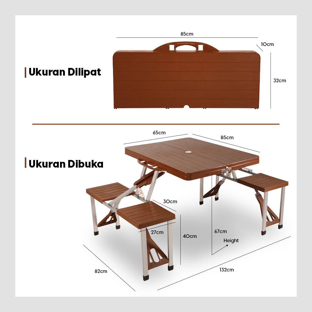 Meja Lipat Koper Portable Camping 4 Orang - HIke n Run Foldway Camping Table