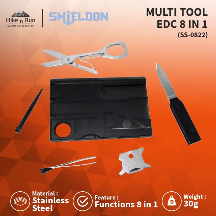 Multi Tool Shieldon SS-00822 EDC Tool 8 in 1 With SOS Red Light