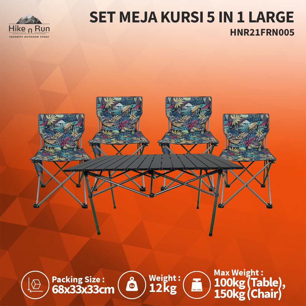 Meja Kursi Camping 5in1 Hike n Run HNR24FRN01 Set Folding Chair Large