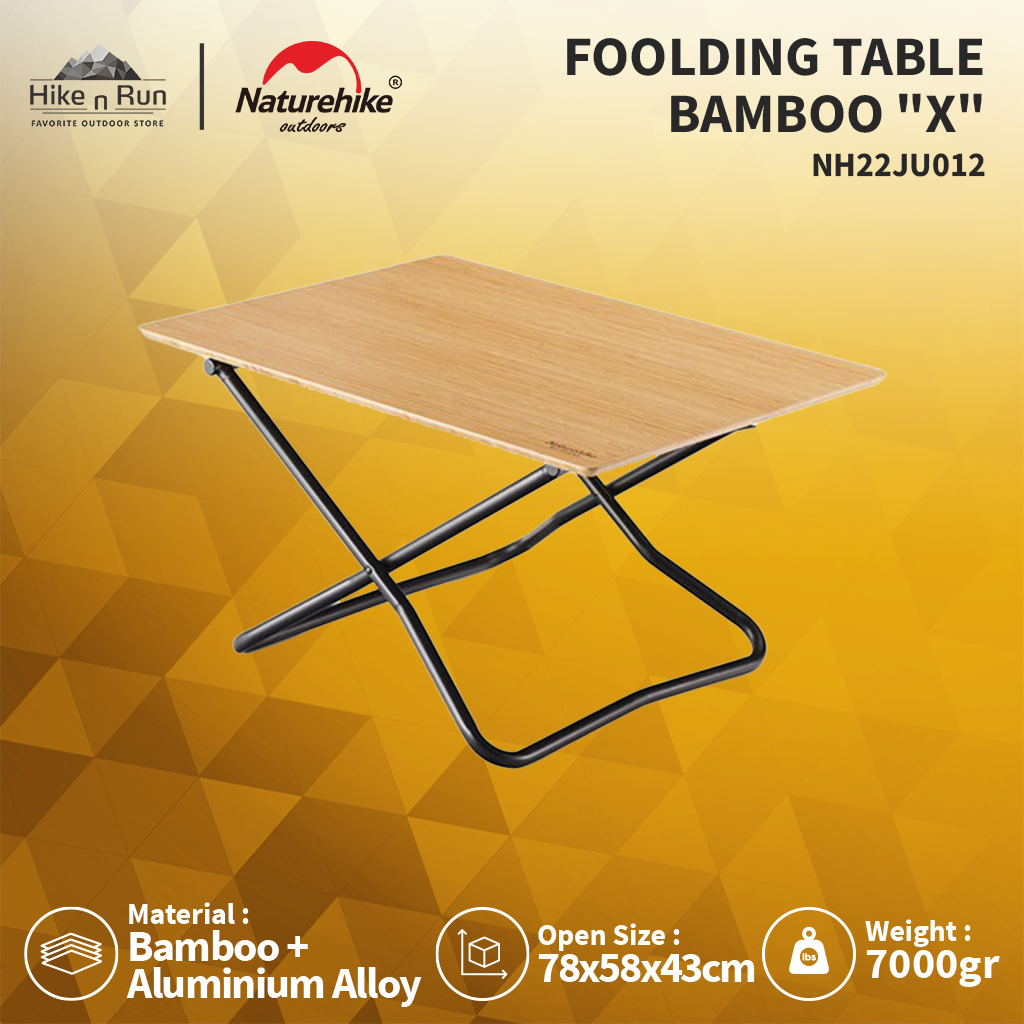 MEJA LIPAT BAMBOO MODEL “X” NATUREHIKE NH22JU012 FOLDING TABLE