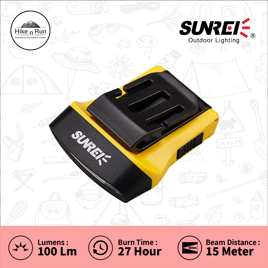 Sunrei H100 Headlamp / Lampu Kepala dengan Clip Topi