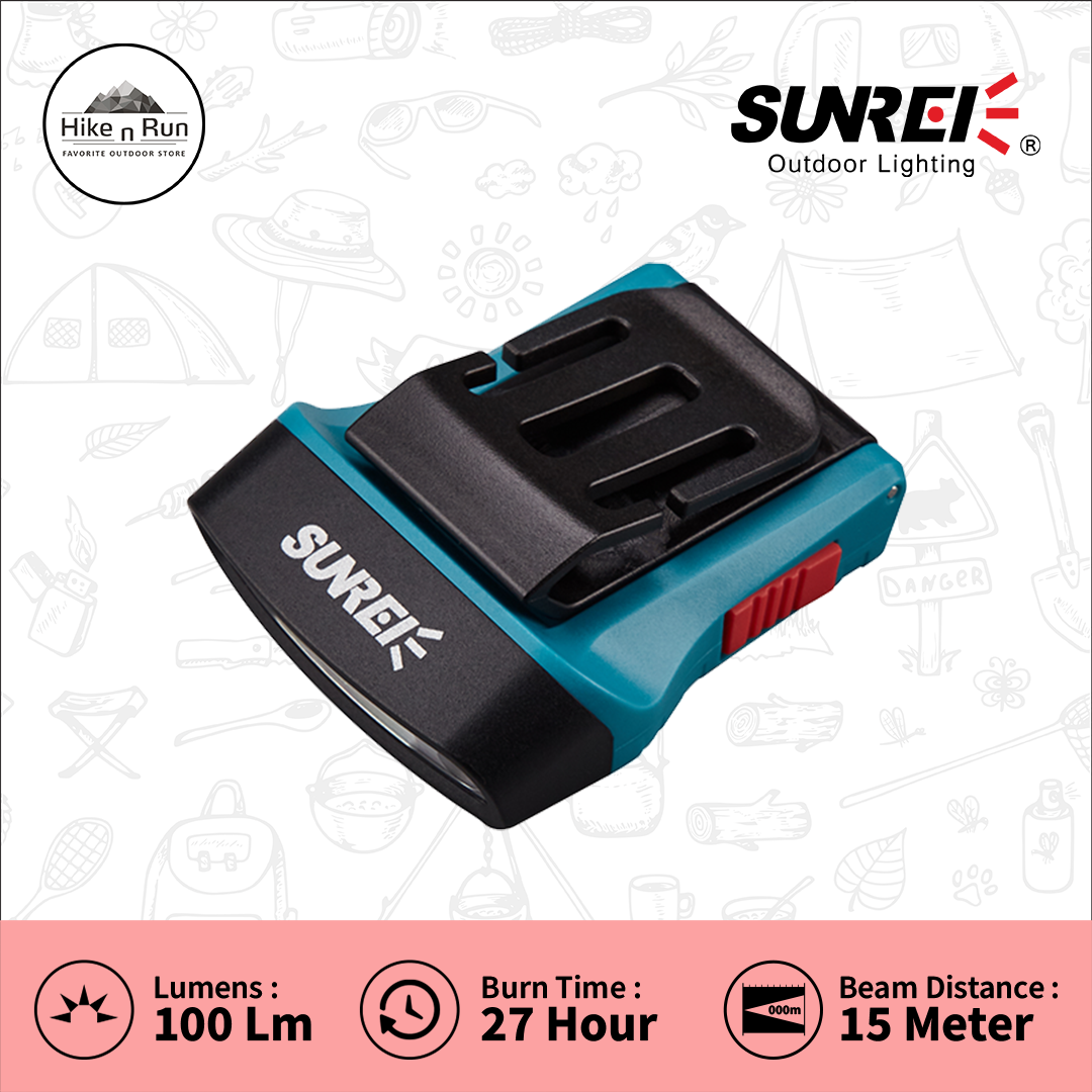 Sunrei H100 Headlamp / Lampu Kepala dengan Clip Topi