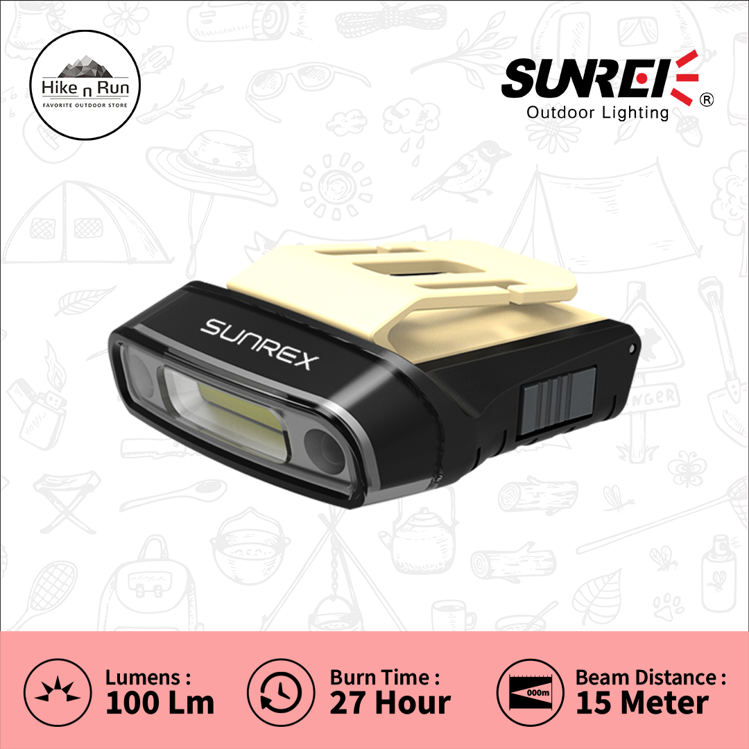 Sunrei H100 Headlamp / Lampu Kepala dengan Clip Topi