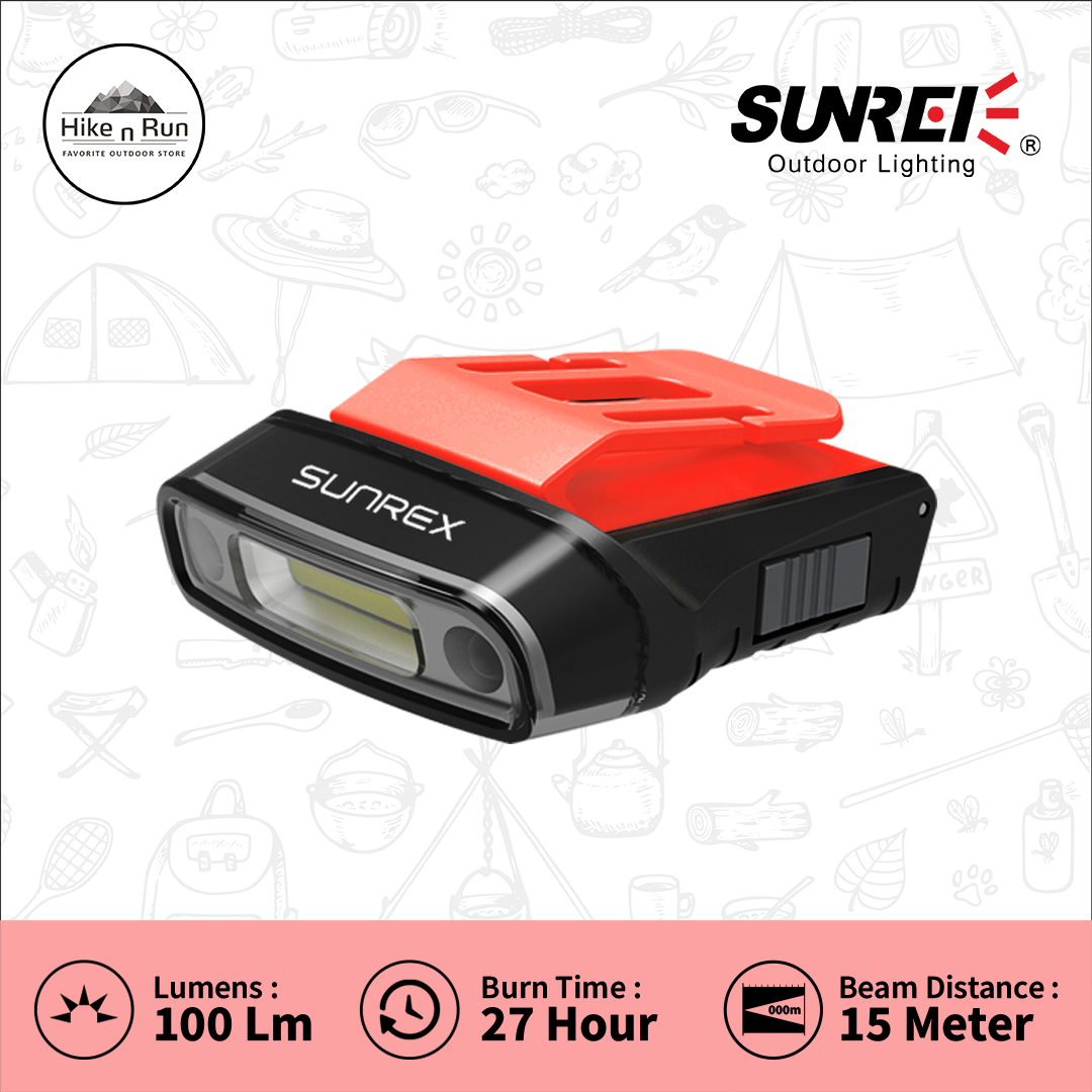 Sunrei H100 Headlamp / Lampu Kepala dengan Clip Topi