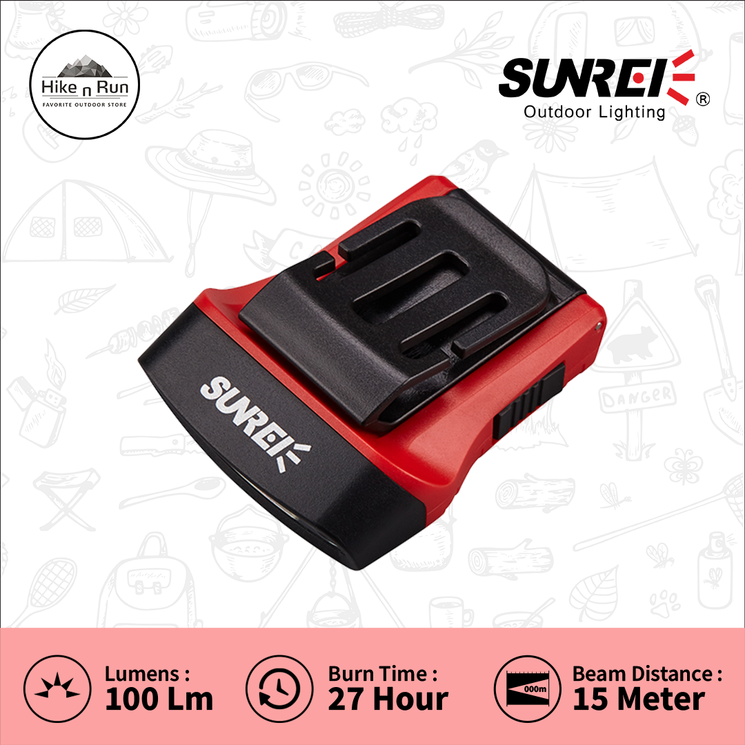 Sunrei H100 Headlamp / Lampu Kepala dengan Clip Topi