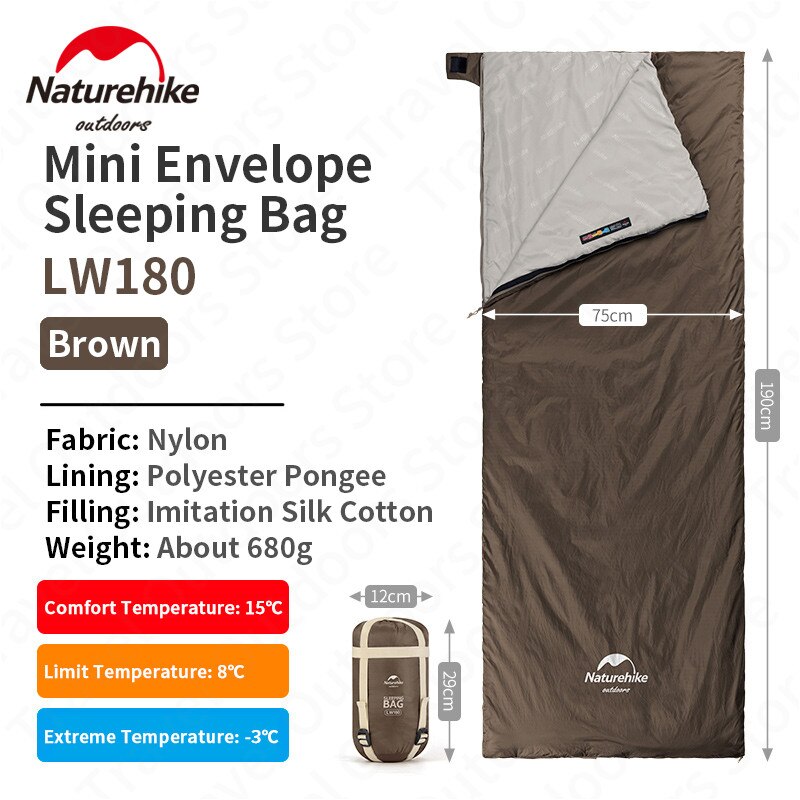 Naturehike LW180 NH21MSD09 Sleeping Bag Hangat Hingga 15°C