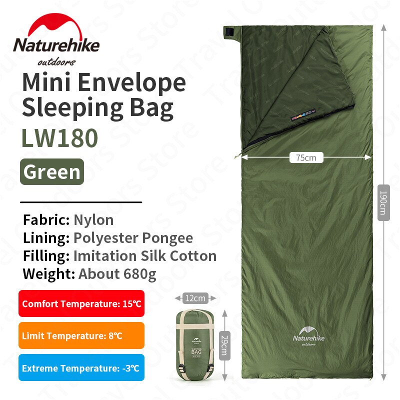 Naturehike LW180 NH21MSD09 Sleeping Bag Hangat Hingga 15°C