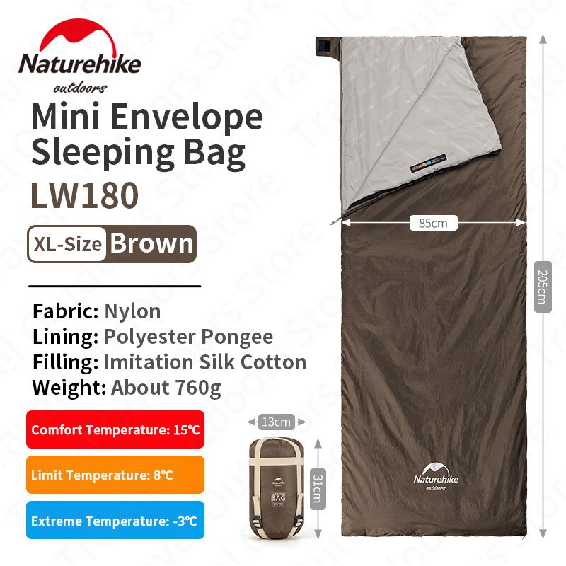 Naturehike LW180 NH21MSD09 Sleeping Bag Hangat Hingga 15°C