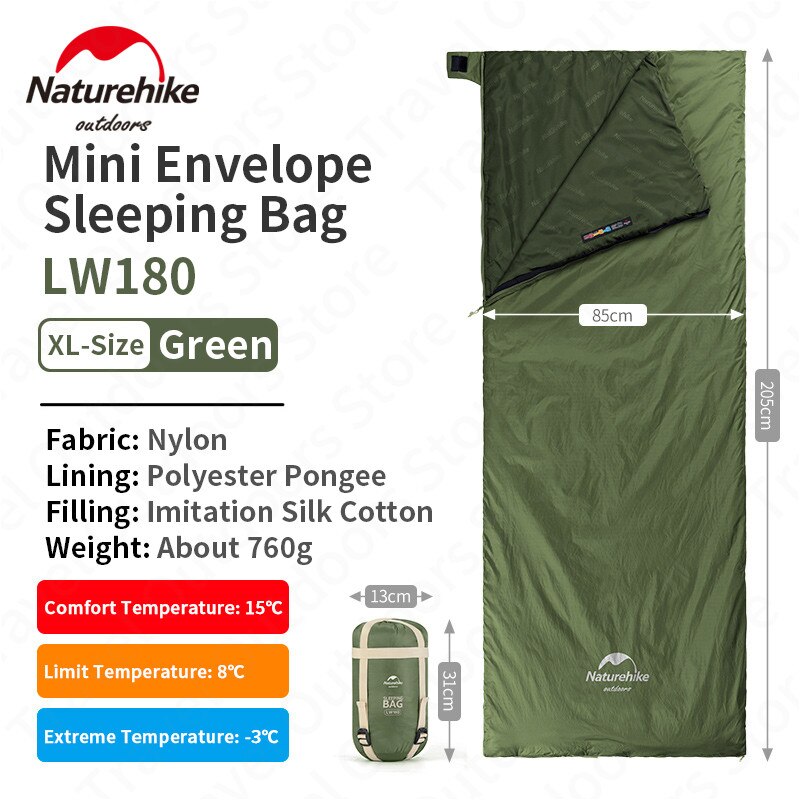 Naturehike LW180 NH21MSD09 Sleeping Bag Hangat Hingga 15°C