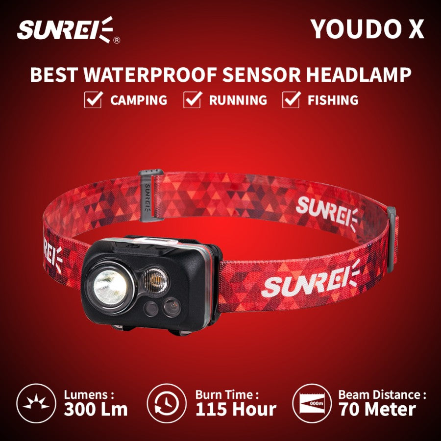 PREORDER!!! Headlamp Outdoor WATERPROOF IPX8 - Sunrei Youdo X (Sensor)