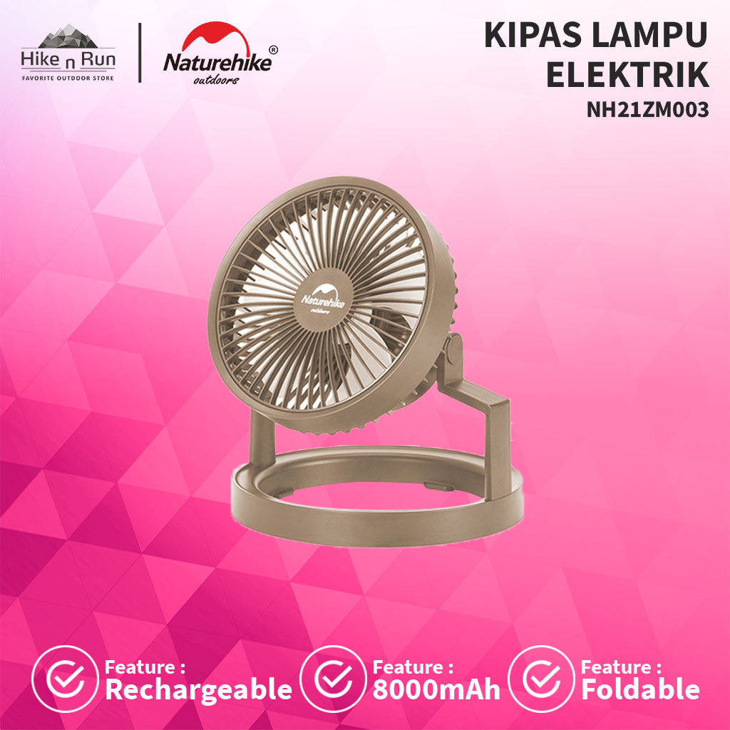 Kipas Lampu Elektrik Naturehike NH21ZM003 Rechargeable Lighting Fan