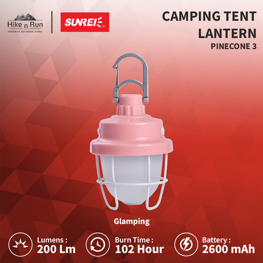 Sunrei Pinecone 3 Lampu Tenda Rechargeable