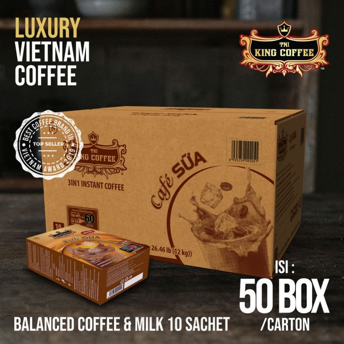 DUS Karton King Coffee Cafe Sua 3 in 1 - 50 box Per box Isi 10 Sachet