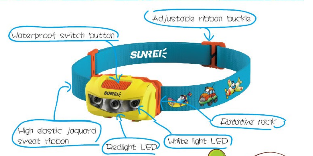 Sunrei Bebe Headlamp For Child / Lampu Kepala Anak-Anak - Hike n Run