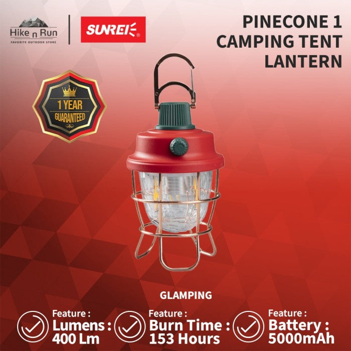 Lampu Tenda Sunrei Pinecone 1 Rechargeable Hanging Camping Lantern
