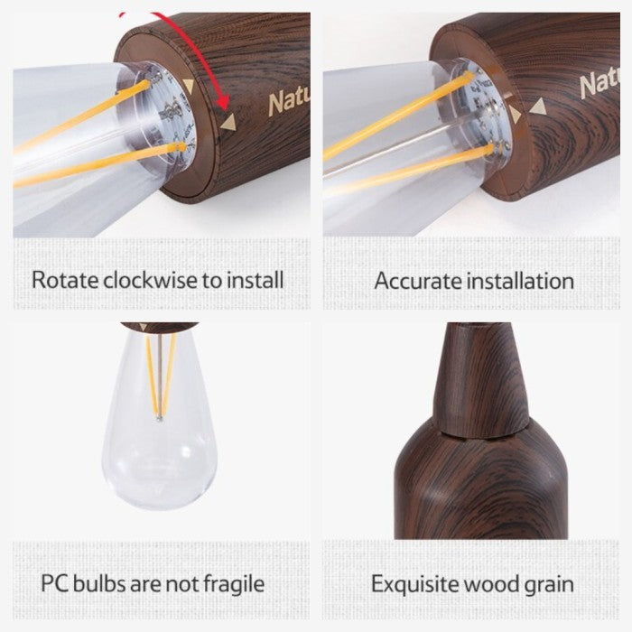 Lampu Gantung Retro Naturehike NH21ZM002 Wood PC LED Bubble Light