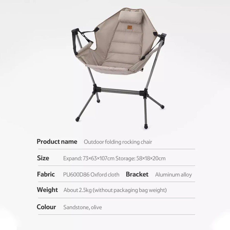 Kursi Lipat Camping Naturehike Yl11 NH21JJ004 Folding Rocking Chair