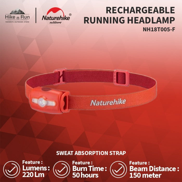 Senter Kepala Naturehike NH18T005-F Running Rechargeable Trail Headlam