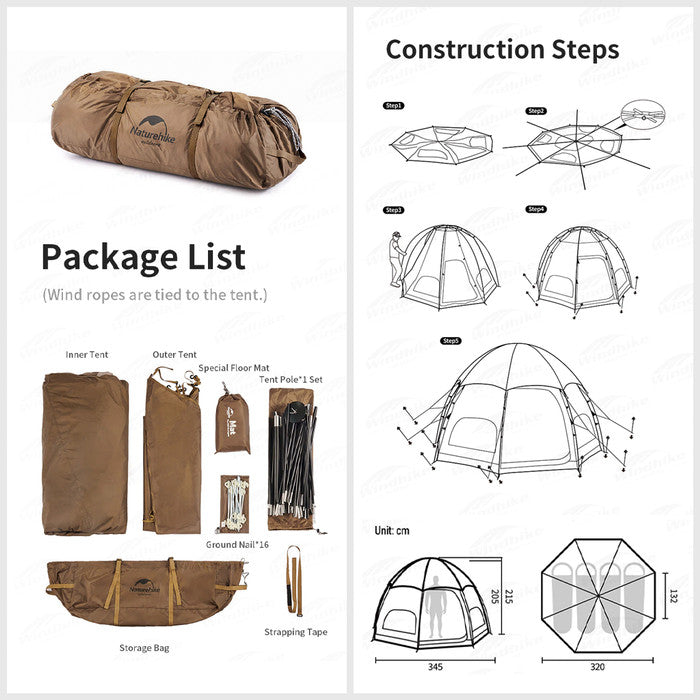 Tenda Camping Naturehike NH22ZP012 MG Octagonal Glamping Tent