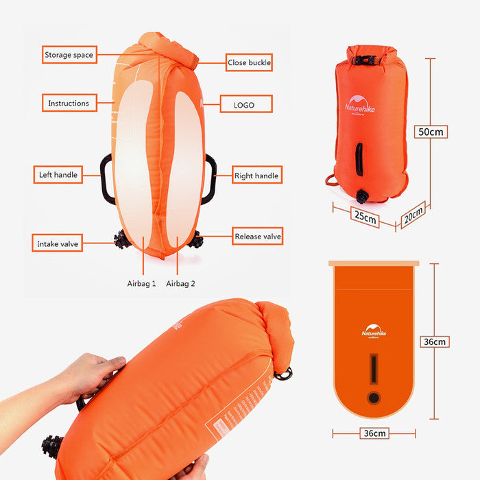 Dry Bag Naturehike NH17S001-G 28L Inflatable Emergency Floating Bag