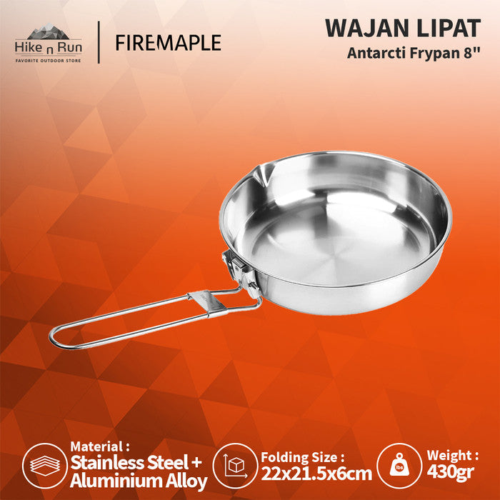Wajan Lipat Camping Firemaple Antarcti Stainless Steel Frypan 8"