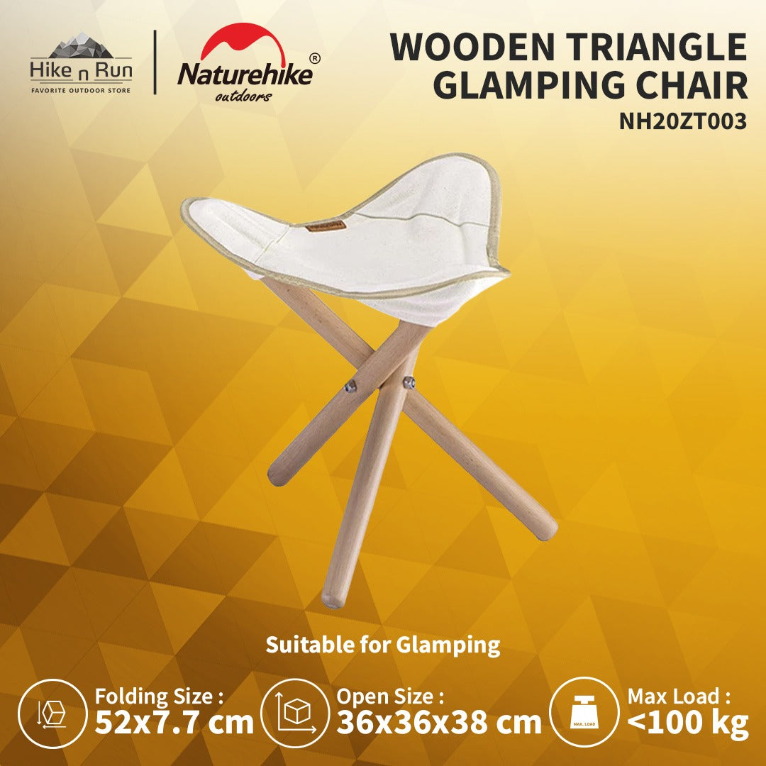 Kursi Portabel Naturehike NH20JJ008 Wooden Stool Triangle