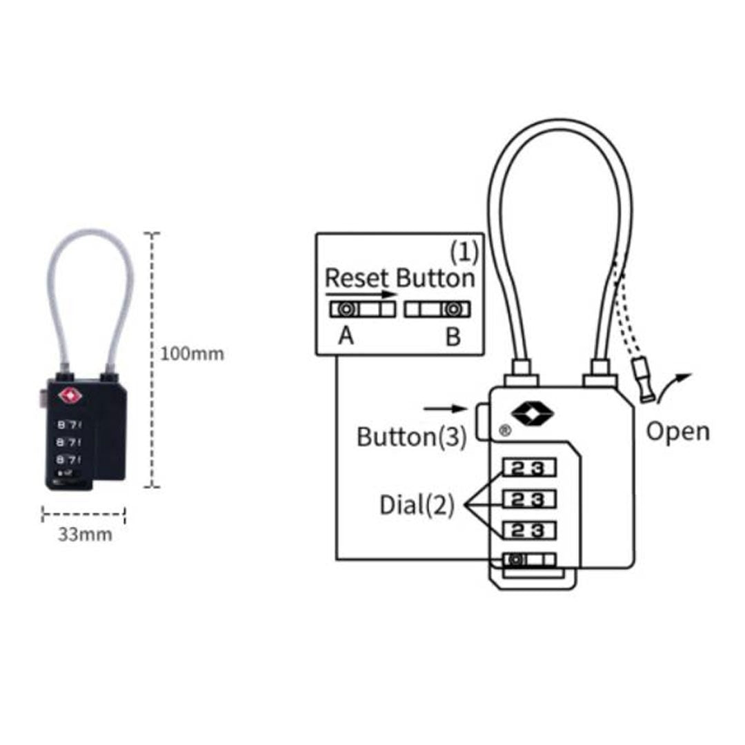 Gembok Naturehike NH20SJ006 3 Digit Code Padlock