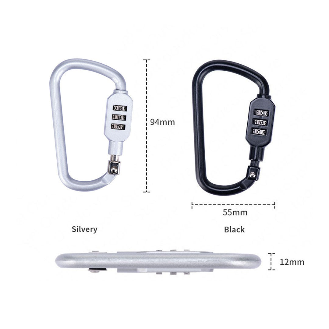 Gembok Carabiner Naturehike NH20GS001 3 Digit Code Padlock