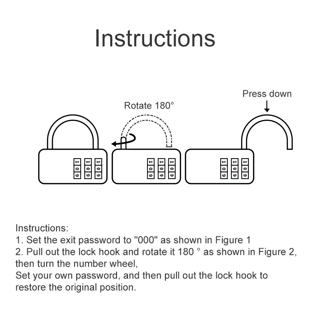 Gembok Naturehike NH20SJ001 3 Digit Code Padlock