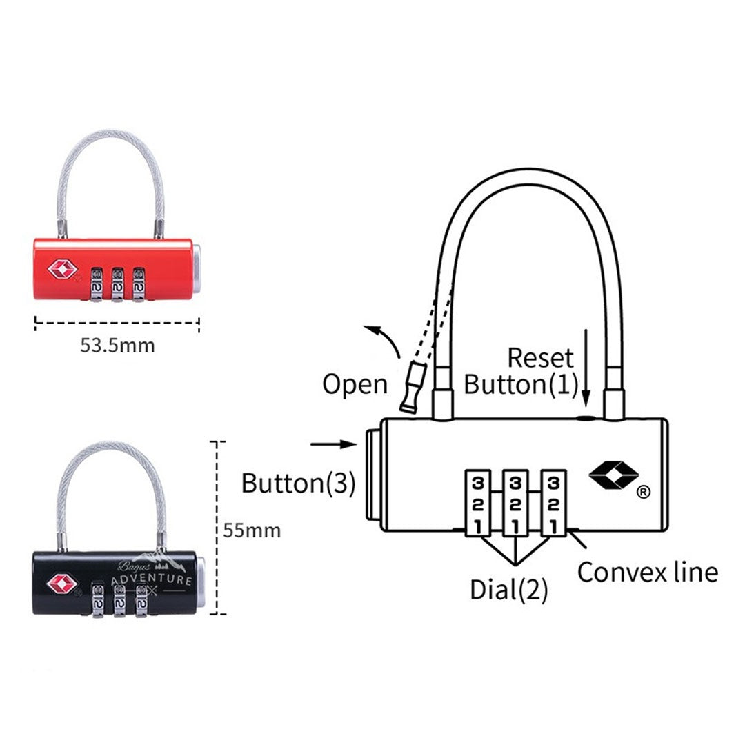 Gembok Naturehike NH20SJ005 3 Digit Code Padlock