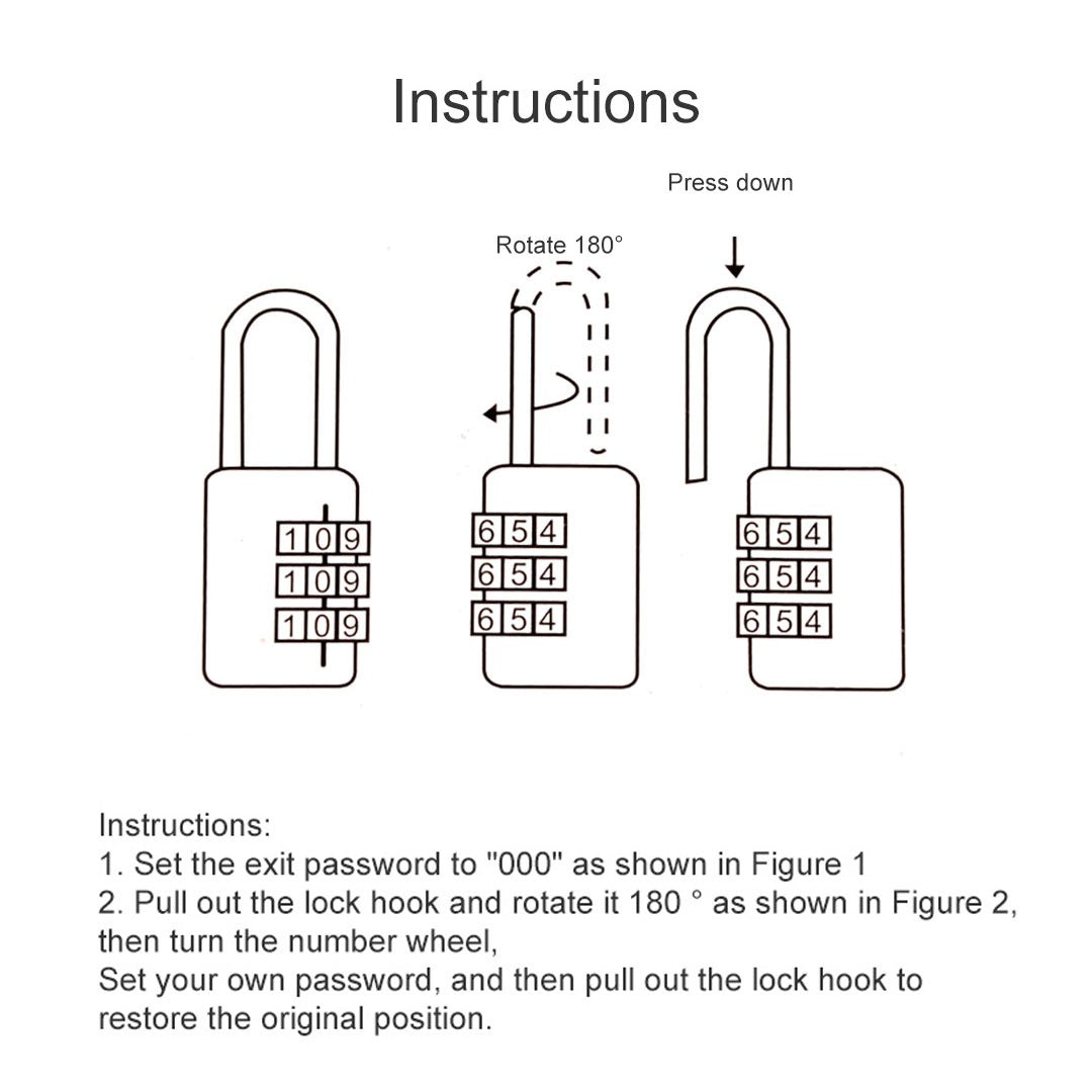 Gembok Naturehike NH20SJ002 3 Digit Code Mini Padlock