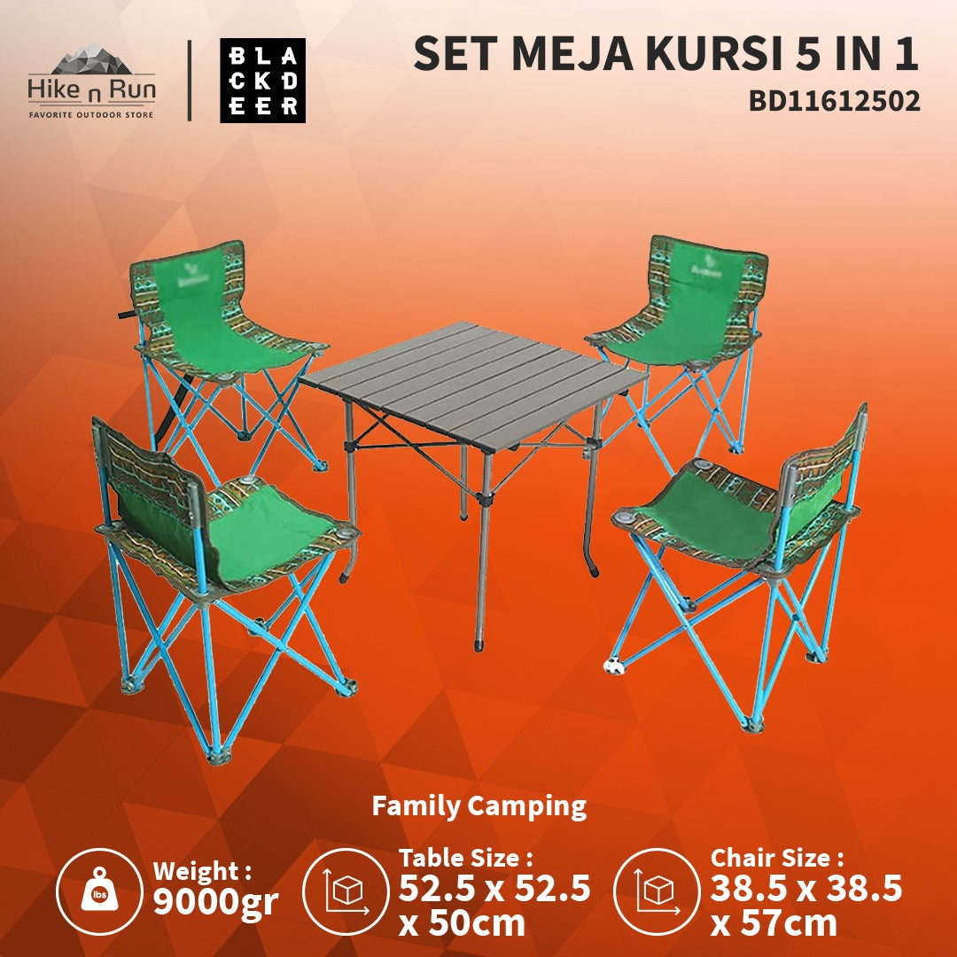 Meja Kursi Camping Blackdeer BD11612502 5 in 1 Set Folding Chair
