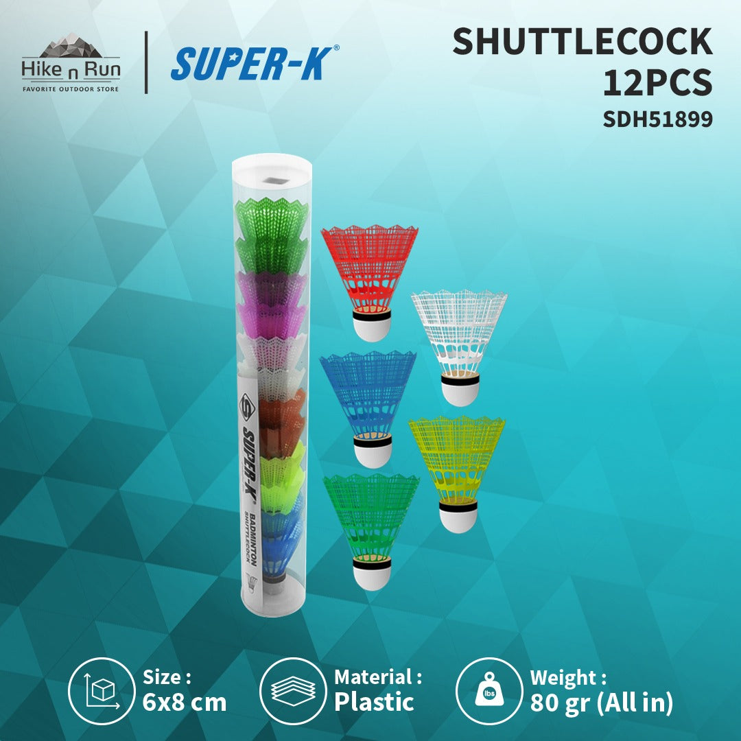 Shuttlecock Badminton Super-K SDH51899 Plastic Shuttlecock 12 Pcs