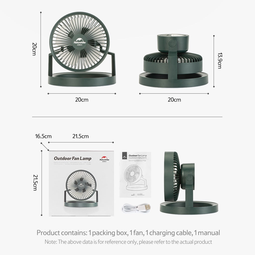 Kipas Lampu Elektrik Naturehike NH21ZM003 Rechargeable Lighting Fan