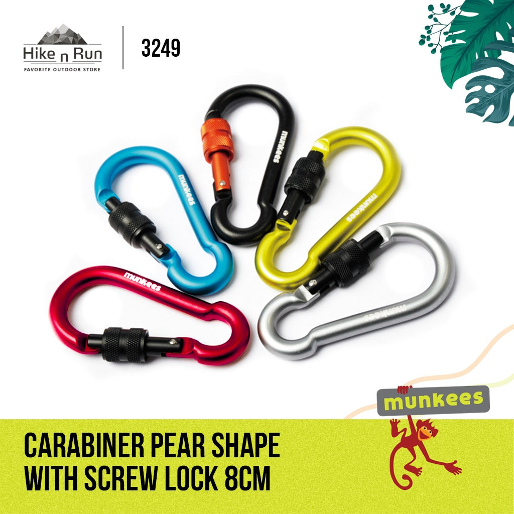 Carabiner Munkees 3249 Pear Shape With Screw Lock 8cm