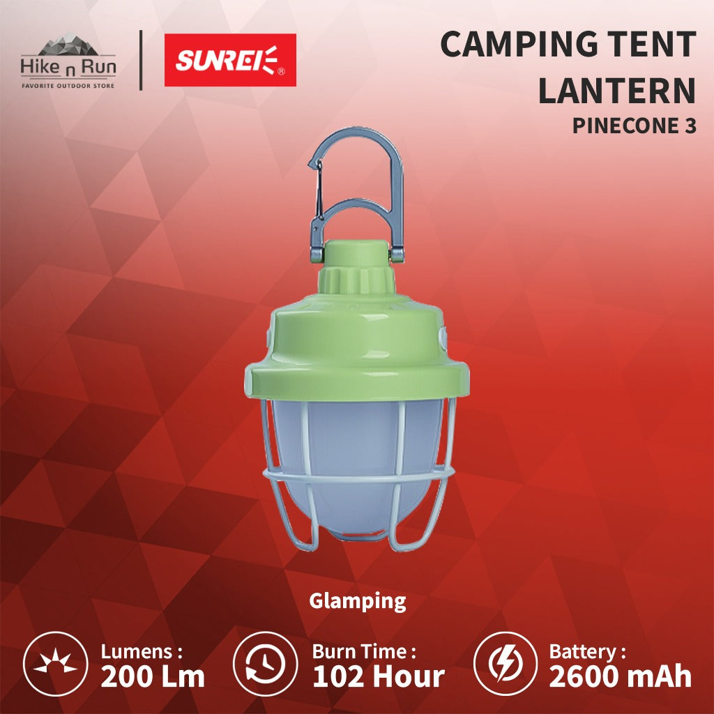 Sunrei Pinecone 3 Lampu Tenda Rechargeable