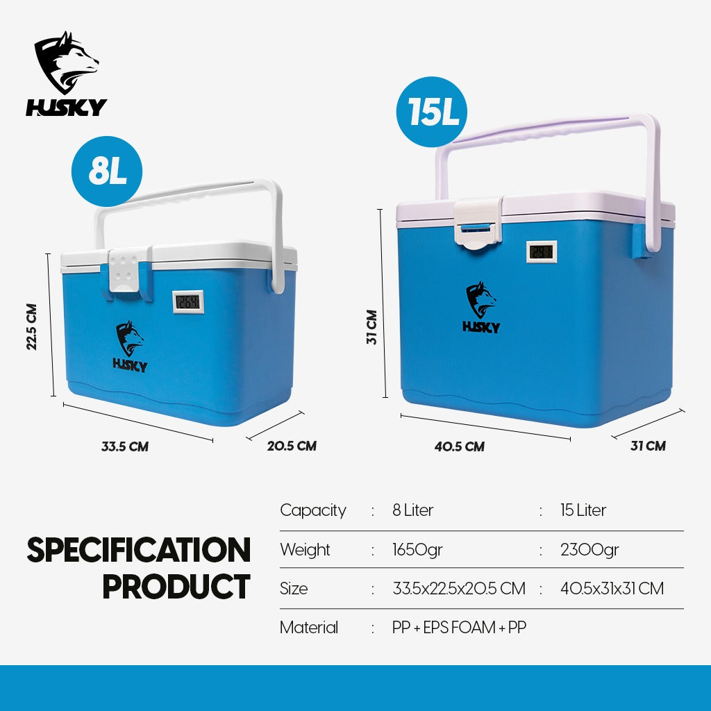 Coolbox 8L dengan Termometer - Husky Coolbox 8L HNR21CB001