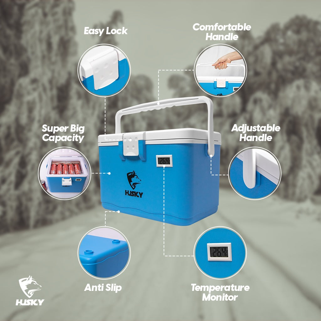 Coolbox 8L dengan Termometer - Husky Coolbox 8L HNR21CB001