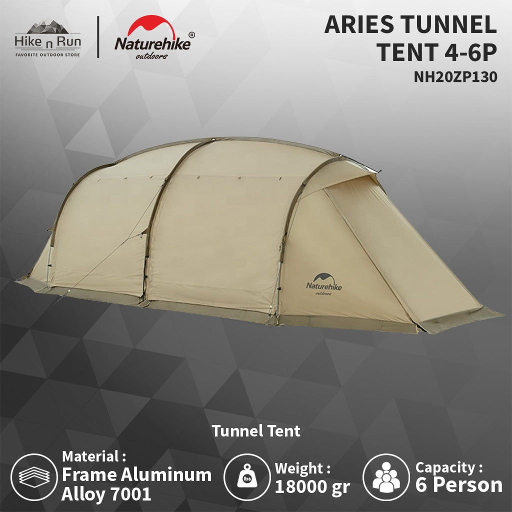 Tenda Glamping Naturehike NH20ZP130 Tent Aries Tunnel 4-6P