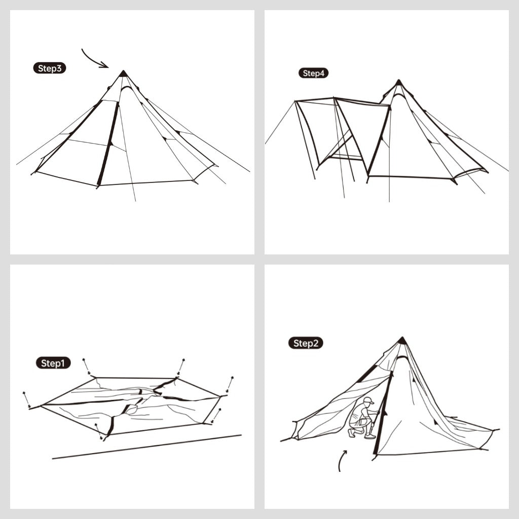 Naturehike Tenda Camping NH20ZP013 Pyramid Hexagon Ranch