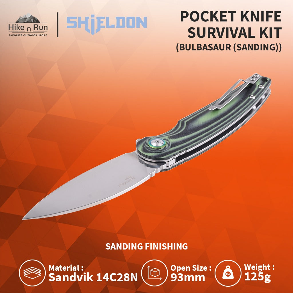 Shieldon Pisau Lipat Bulbasaur Sanding Pocket Knife 9061G-N