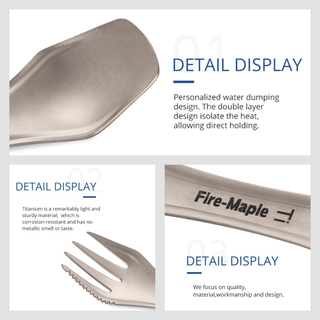 Alat Makan Camping Firemaple FMT-T23 Titanium Cutlery