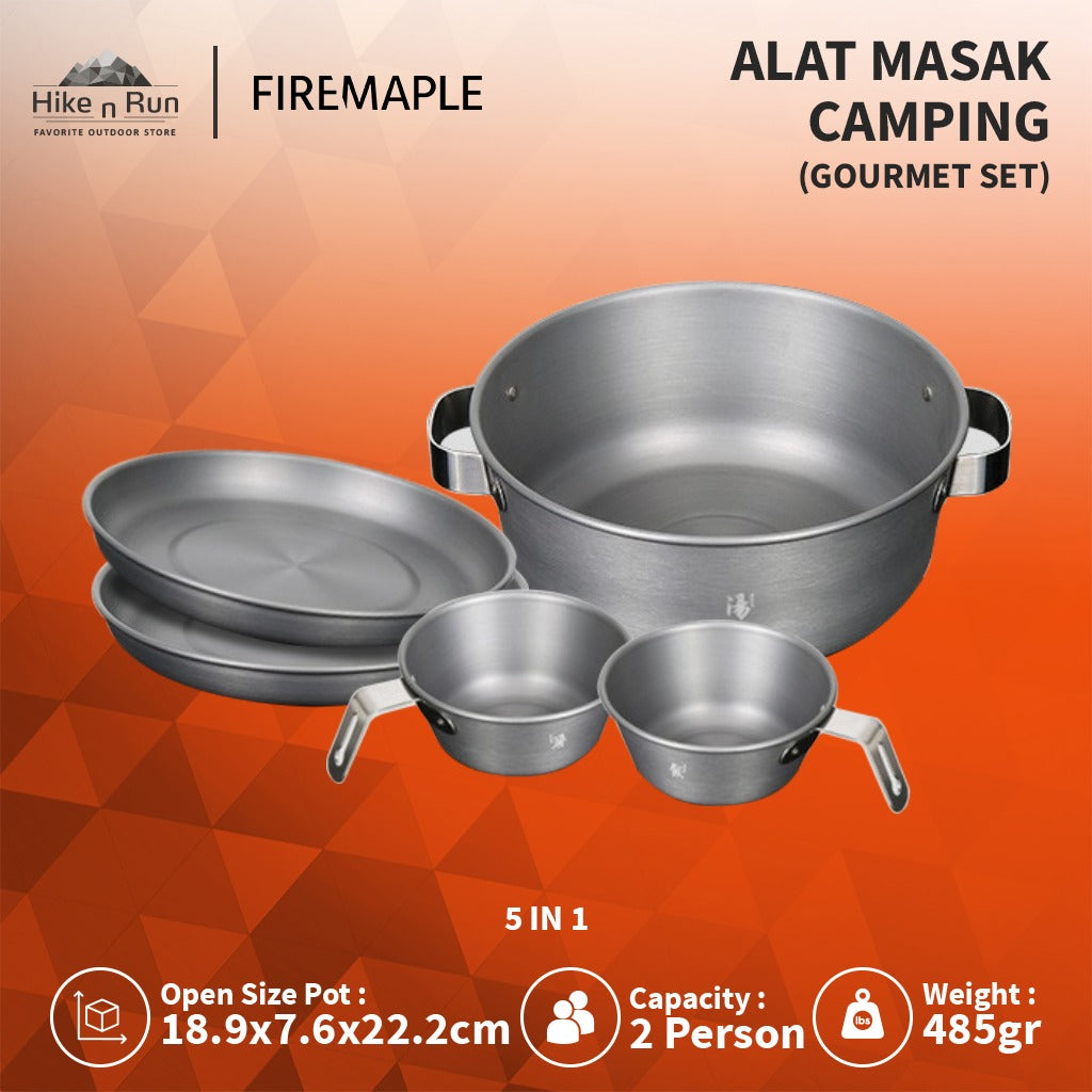 Alat Masak Camping Firemaple Gourmet Set Nesting Dinnerware Aluminium