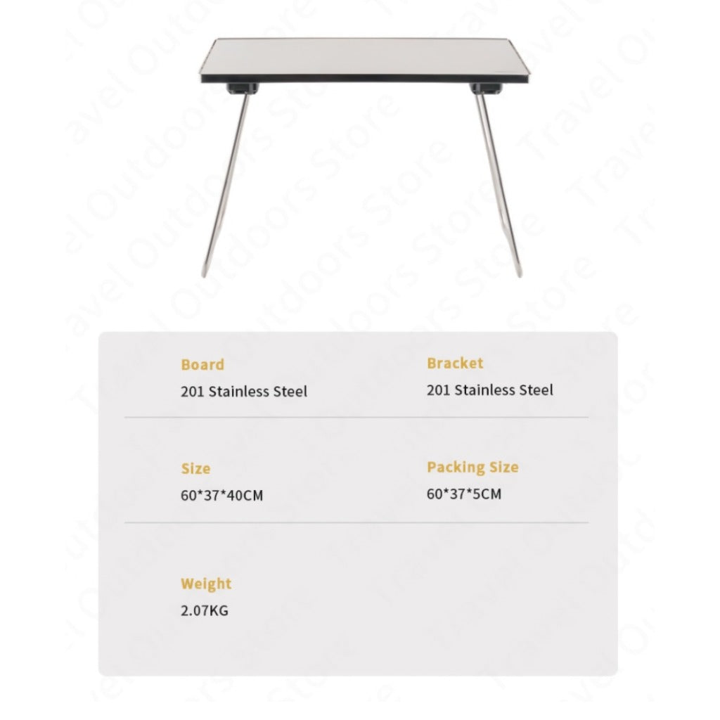 Meja Lipat MOBIGARDEN NX2066 Stainless Folding Table With Wood Panel